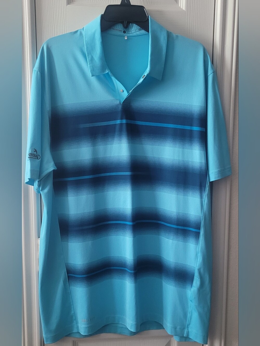 Tiger Woods Dri-FIT Men’s Light Blue Striped Polo Shirt
